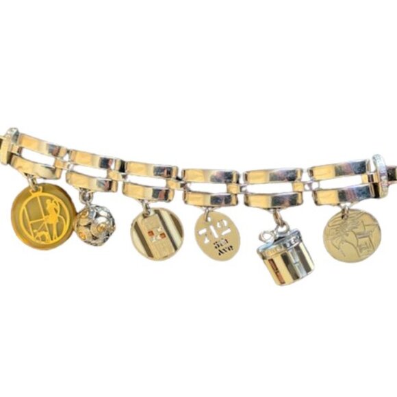 Henri Bendel Vintage Silver Link Six Charm Bracelet Rare - Picture 14 of 15